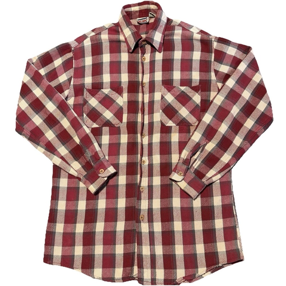 Vintage Big Mac Flannel Shirt Mens L Tall Red‎ Plaid Cotton Button Up Portugal